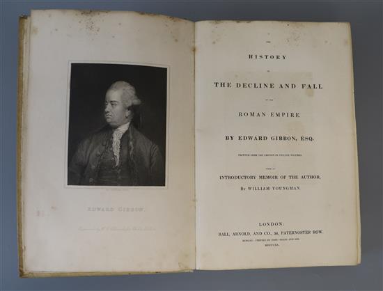 Gibbon, Edward - The History of the Decline and Fall of the Roman Empire, 2 vols, qto, vellum, with portrait frontis, joint split to lo